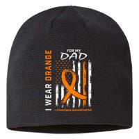 I Wear Orange For My Dad Leukemia Awareness American Flag Sustainable Beanie