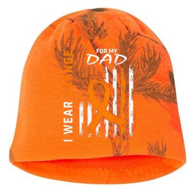 I Wear Orange For My Dad Leukemia Awareness American Flag Kati - Camo Knit Beanie