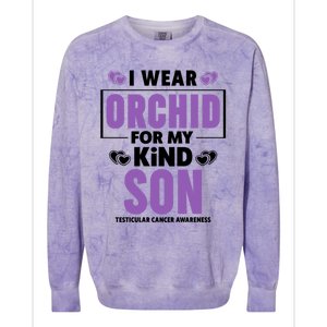 I Wear Orchid For My Son Gift Testicular Cancer Awareness Cool Gift Colorblast Crewneck Sweatshirt