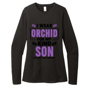 I Wear Orchid For My Son Gift Testicular Cancer Awareness Cool Gift Womens CVC Long Sleeve Shirt