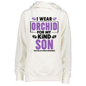 I Wear Orchid For My Son Gift Testicular Cancer Awareness Cool Gift Womens Funnel Neck Pullover Hood