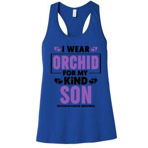 I Wear Orchid For My Son Gift Testicular Cancer Awareness Cool Gift Women's Racerback Tank