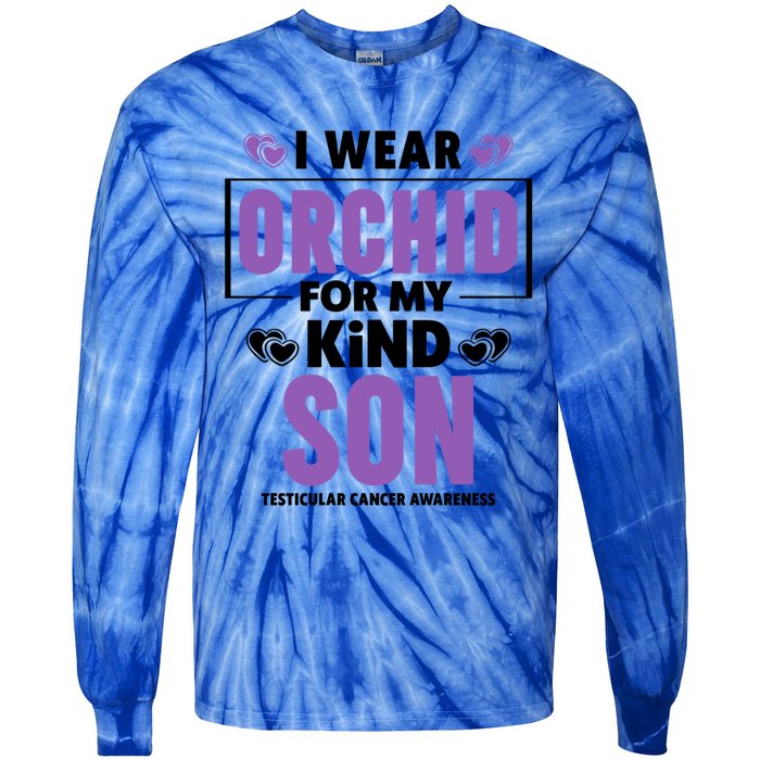 I Wear Orchid For My Son Gift Testicular Cancer Awareness Cool Gift Tie-Dye Long Sleeve Shirt