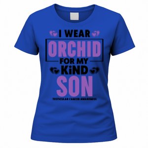 I Wear Orchid For My Son Gift Testicular Cancer Awareness Cool Gift Women's T-Shirt