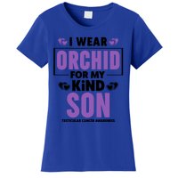 I Wear Orchid For My Son Gift Testicular Cancer Awareness Cool Gift Women's T-Shirt