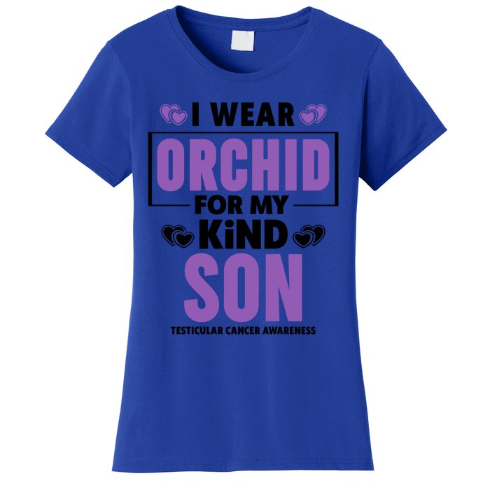 I Wear Orchid For My Son Gift Testicular Cancer Awareness Cool Gift Women's T-Shirt