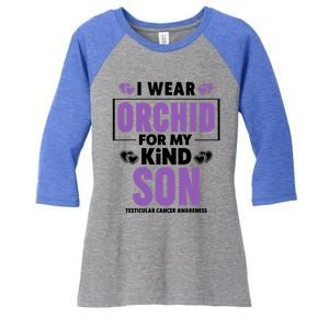 I Wear Orchid For My Son Gift Testicular Cancer Awareness Cool Gift Women's Tri-Blend 3/4-Sleeve Raglan Shirt