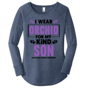 I Wear Orchid For My Son Gift Testicular Cancer Awareness Cool Gift Women's Perfect Tri Tunic Long Sleeve Shirt