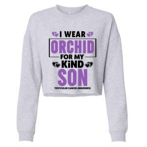 I Wear Orchid For My Son Gift Testicular Cancer Awareness Cool Gift Cropped Pullover Crew