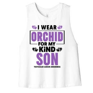 I Wear Orchid For My Son Gift Testicular Cancer Awareness Cool Gift Women's Racerback Cropped Tank