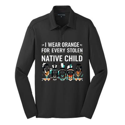 I Wear Orange For Every American Native Child Indian Pride Silk Touch Performance Long Sleeve Polo