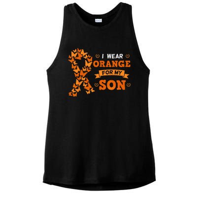 I Wear Orange For My Son Leukemia Blood Cancer Cells Patient Ladies PosiCharge Tri-Blend Wicking Tank