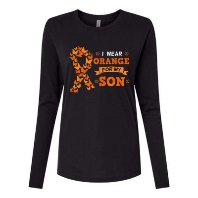 I Wear Orange For My Son Leukemia Blood Cancer Cells Patient Womens Cotton Relaxed Long Sleeve T-Shirt