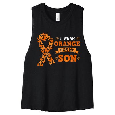 I Wear Orange For My Son Leukemia Blood Cancer Cells Patient Women's Racerback Cropped Tank