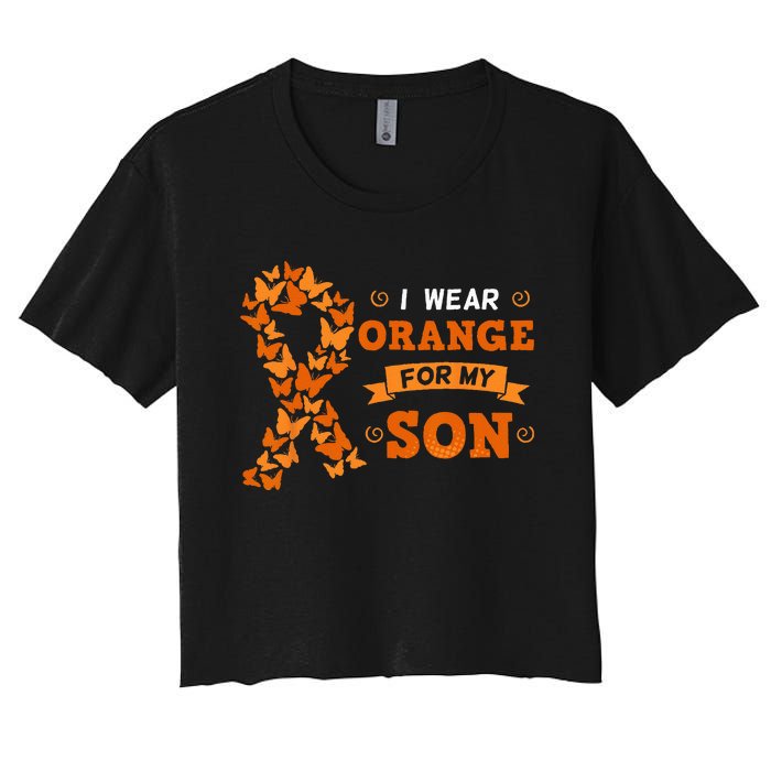 I Wear Orange For My Son Leukemia Blood Cancer Cells Patient Women's Crop Top Tee