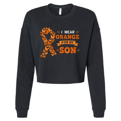 I Wear Orange For My Son Leukemia Blood Cancer Cells Patient Cropped Pullover Crew