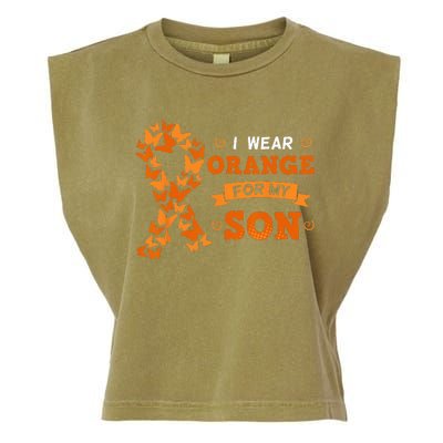 I Wear Orange For My Son Leukemia Blood Cancer Cells Patient Garment-Dyed Women's Muscle Tee