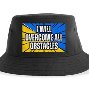 I Will Overcome All Obstacles Inspirational Motivational Sustainable Bucket Hat