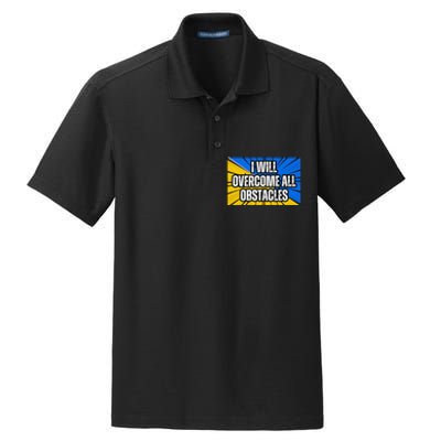 I Will Overcome All Obstacles Inspirational Motivational Dry Zone Grid Polo