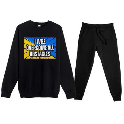 I Will Overcome All Obstacles Inspirational Motivational Premium Crewneck Sweatsuit Set