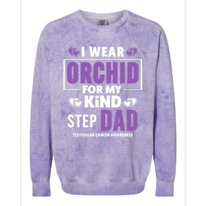 I Wear Orchid For My Step Dad Funny Gift Testicular Cancer Awareness Gift Colorblast Crewneck Sweatshirt