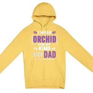 I Wear Orchid For My Step Dad Funny Gift Testicular Cancer Awareness Gift Premium Pullover Hoodie