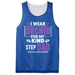 I Wear Orchid For My Step Dad Funny Gift Testicular Cancer Awareness Gift Mesh Reversible Basketball Jersey Tank