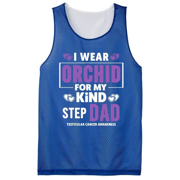 I Wear Orchid For My Step Dad Funny Gift Testicular Cancer Awareness Gift Mesh Reversible Basketball Jersey Tank