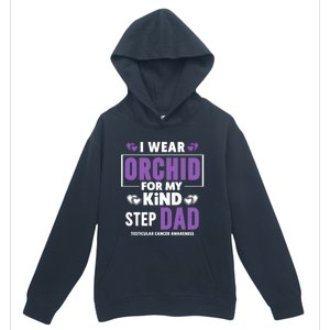 I Wear Orchid For My Step Dad Funny Gift Testicular Cancer Awareness Gift Urban Pullover Hoodie