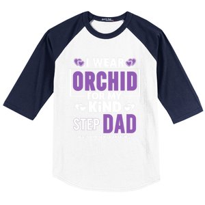 I Wear Orchid For My Step Dad Funny Gift Testicular Cancer Awareness Gift Baseball Sleeve Shirt