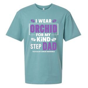 I Wear Orchid For My Step Dad Funny Gift Testicular Cancer Awareness Gift Sueded Cloud Jersey T-Shirt