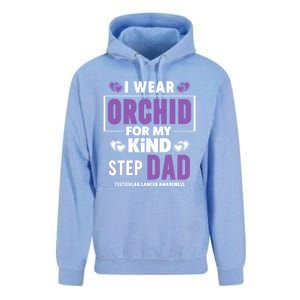 I Wear Orchid For My Step Dad Funny Gift Testicular Cancer Awareness Gift Unisex Surf Hoodie