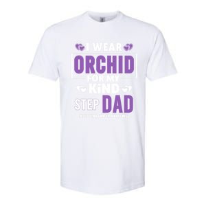 I Wear Orchid For My Step Dad Funny Gift Testicular Cancer Awareness Gift Softstyle CVC T-Shirt