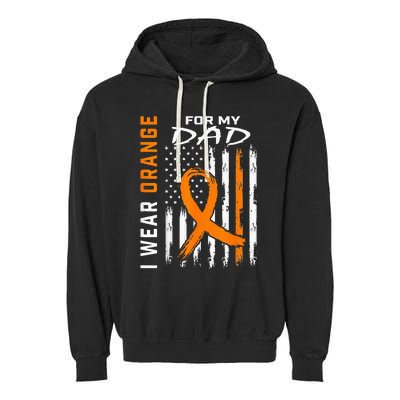 I Wear Orange For My Dad Kidney Cancer Awareness Flag Gifts Garment-Dyed Fleece Hoodie