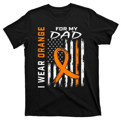 I Wear Orange For My Dad Kidney Cancer Awareness Flag Gifts T-Shirt