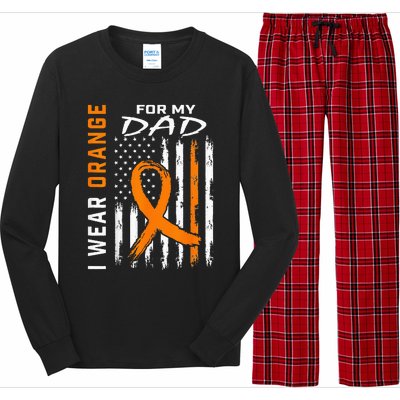 I Wear Orange For My Dad Kidney Cancer Awareness Flag Gifts Long Sleeve Pajama Set