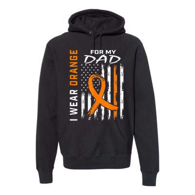 I Wear Orange For My Dad Kidney Cancer Awareness Flag Gifts Premium Hoodie