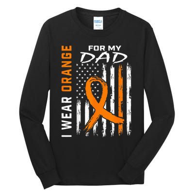 I Wear Orange For My Dad Kidney Cancer Awareness Flag Gifts Tall Long Sleeve T-Shirt