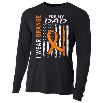 I Wear Orange For My Dad Kidney Cancer Awareness Flag Gifts Cooling Performance Long Sleeve Crew