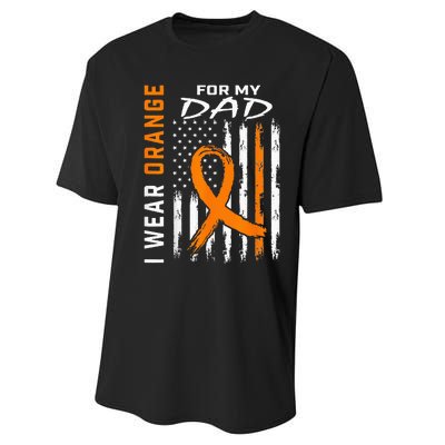 I Wear Orange For My Dad Kidney Cancer Awareness Flag Gifts Performance Sprint T-Shirt