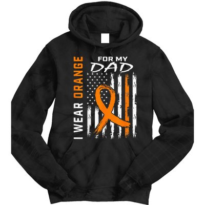 I Wear Orange For My Dad Kidney Cancer Awareness Flag Gifts Tie Dye Hoodie