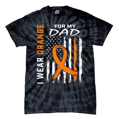 I Wear Orange For My Dad Kidney Cancer Awareness Flag Gifts Tie-Dye T-Shirt