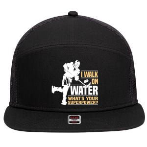 I Walk On Water Funny Ice Hockey Gift 7 Panel Mesh Trucker Snapback Hat