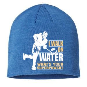 I Walk On Water Funny Ice Hockey Gift Sustainable Beanie