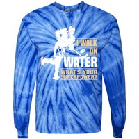 I Walk On Water Funny Ice Hockey Gift Tie-Dye Long Sleeve Shirt