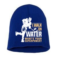 I Walk On Water Funny Ice Hockey Gift Short Acrylic Beanie