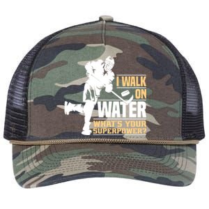 I Walk On Water Funny Ice Hockey Gift Retro Rope Trucker Hat Cap