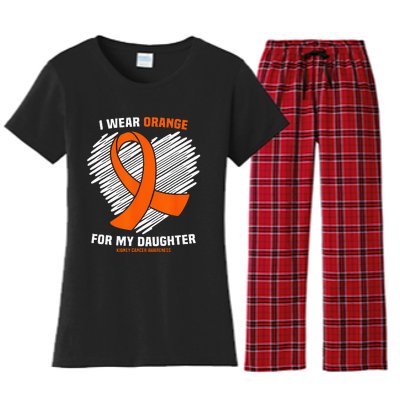 I Wear Orange For My Daughter Kidney Cancer Awareness Women's Flannel Pajama Set