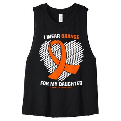 I Wear Orange For My Daughter Kidney Cancer Awareness Women's Racerback Cropped Tank