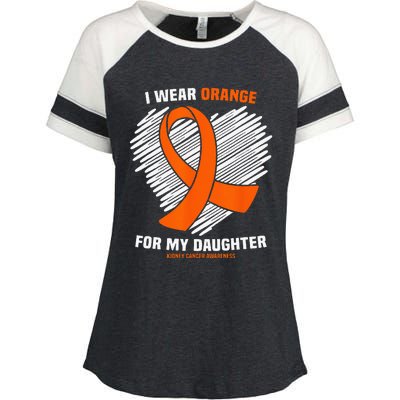 I Wear Orange For My Daughter Kidney Cancer Awareness Enza Ladies Jersey Colorblock Tee